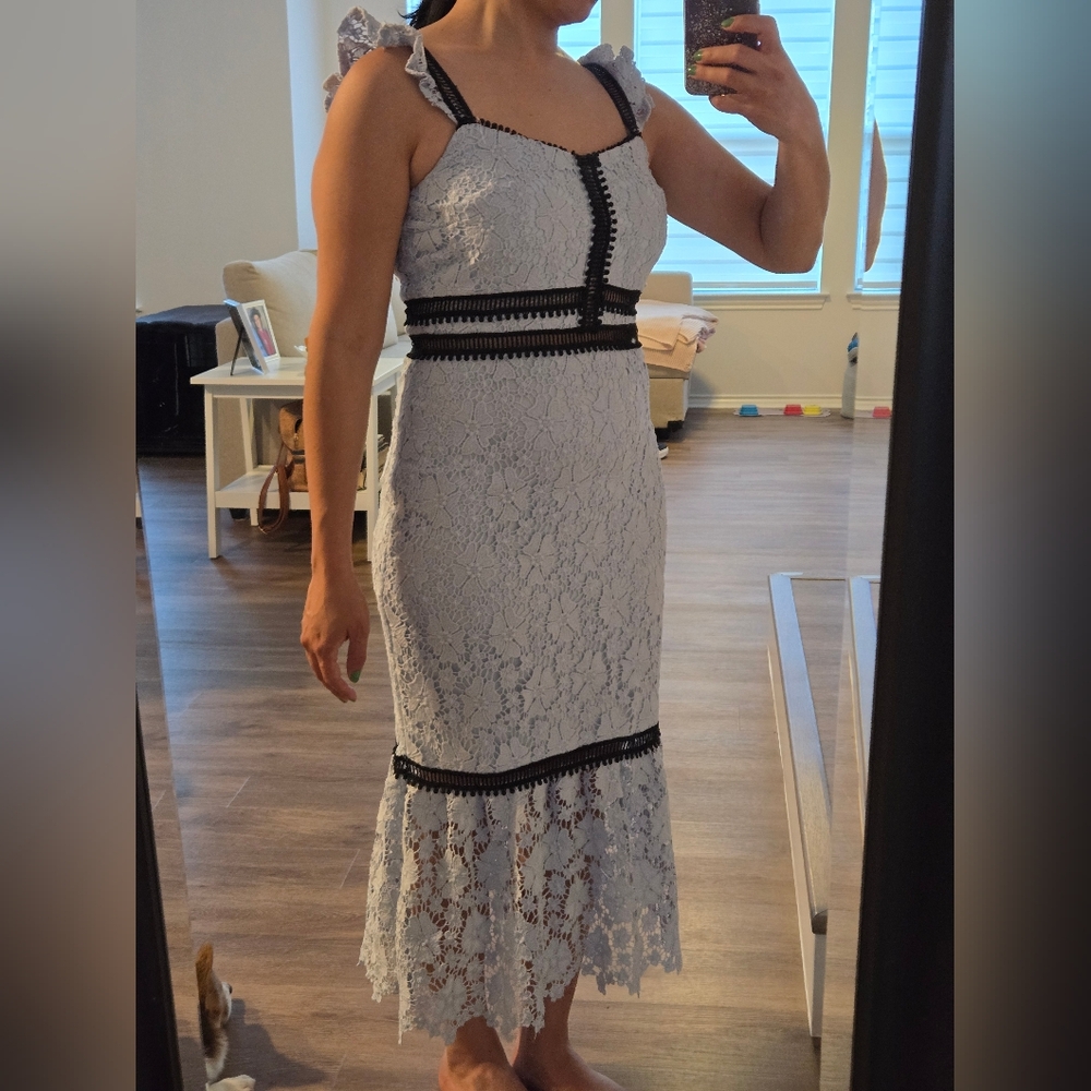 Just Me Lace Wedding Dress in Light Blue and Black